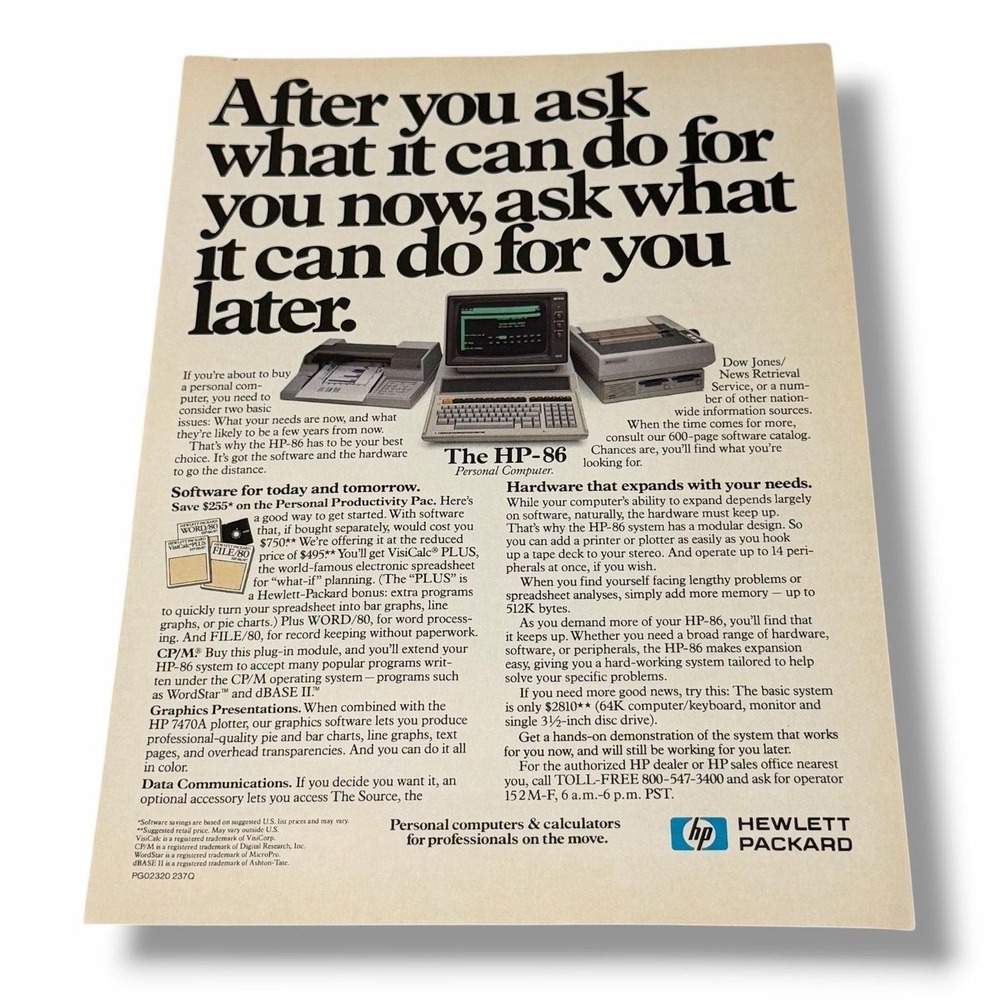 1983 Hewlett Packard After You Ask What Out Can Do for You Now Vtg Print Ad AD